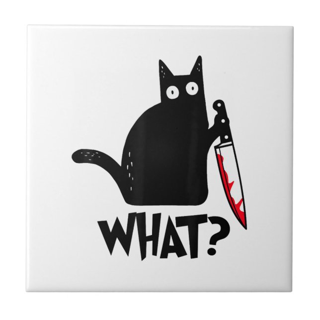 Carreau Chat Qu'est-ce que_ Drôle Chat Noir  (Devant)