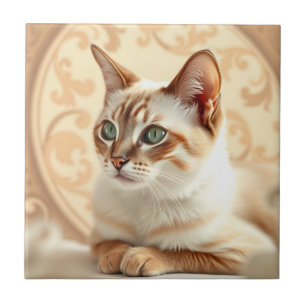 Carreau Chat Ragdoll élégant dans Art Nouveau
