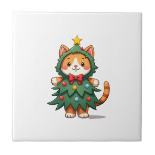 Carreau Chat roux arbre de Noël Noël mignon 3