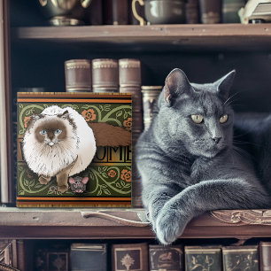 Carreau Chat Siamois de Bienvenue Douillet Souris Vintage