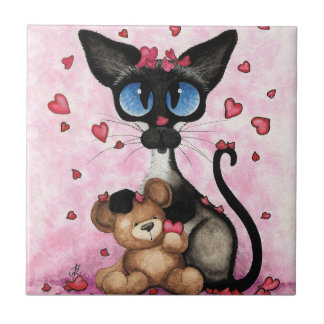 Carreau Chat siamois Saint-Valentin par Bihrle