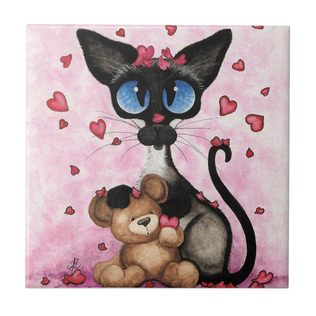 Carreau Chat siamois Saint-Valentin par Bihrle (Devant)