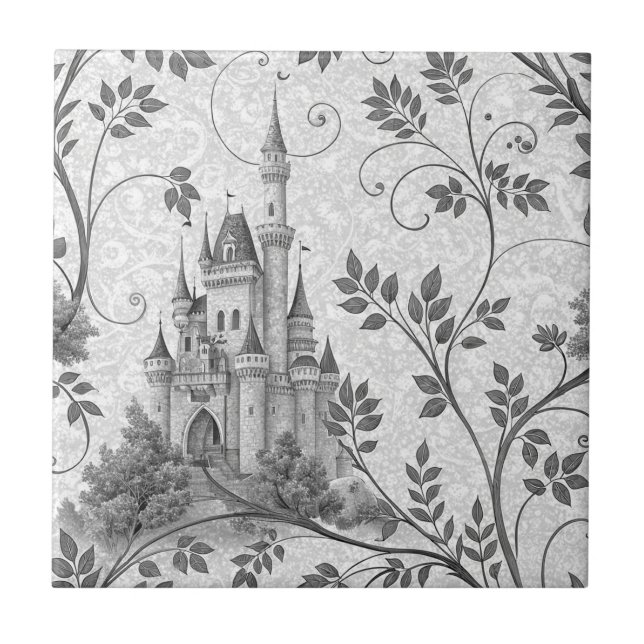 Carreau Château de la Fairytale en Niveaux de gris avec fr (Devant)