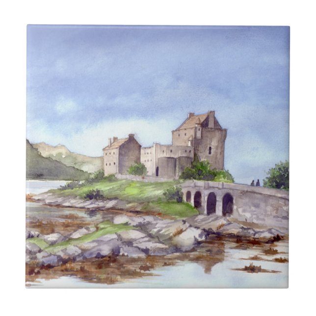 Carreau Château d'Eilean Donan Peinture aquarelle (Devant)
