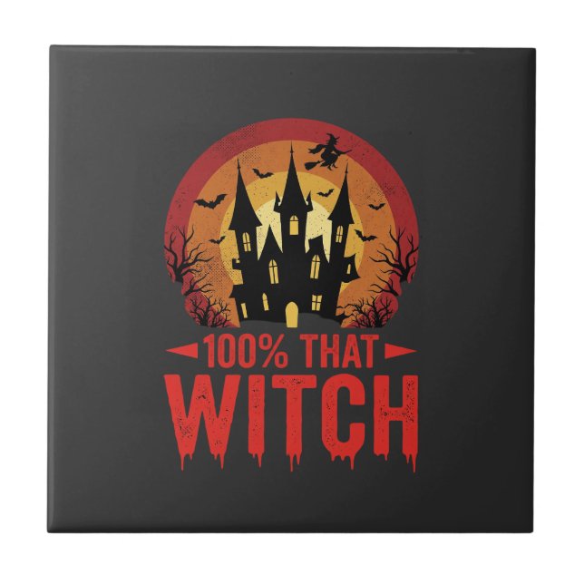 Carreau Château d'Halloween de cette sorcière à 100% (Devant)