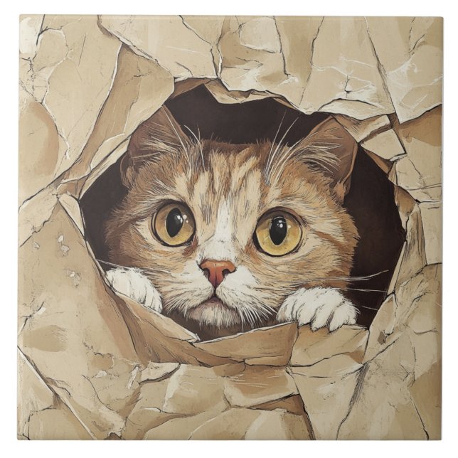 Carreau Chaton mignon et joueur (Devant)