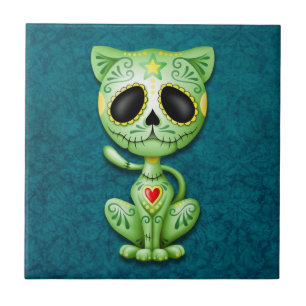 Carreau Chaton, vert et bleu de sucre de zombi