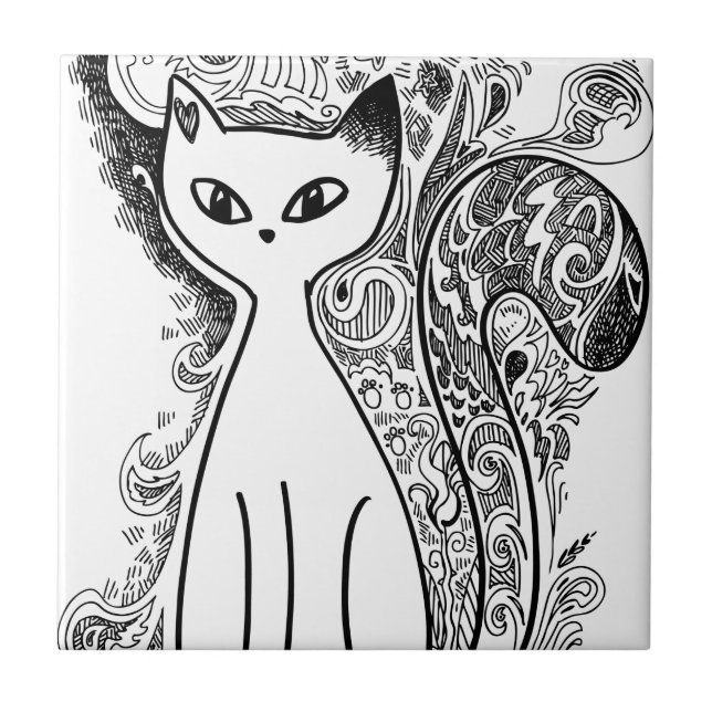Carreau Chats à motifs floraux amusants (Devant)