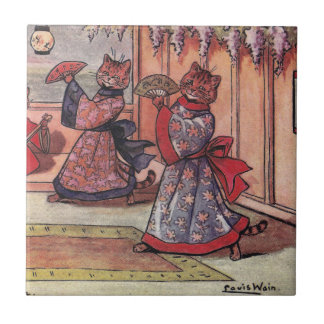 Carreau Chats dans des kimonos Louis vintage Wain