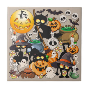 Carreau Chats drôles de Halloween Fête