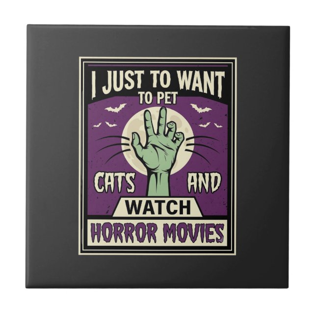 Carreau Chats Et Films D'Horreur Design Halloween (Devant)