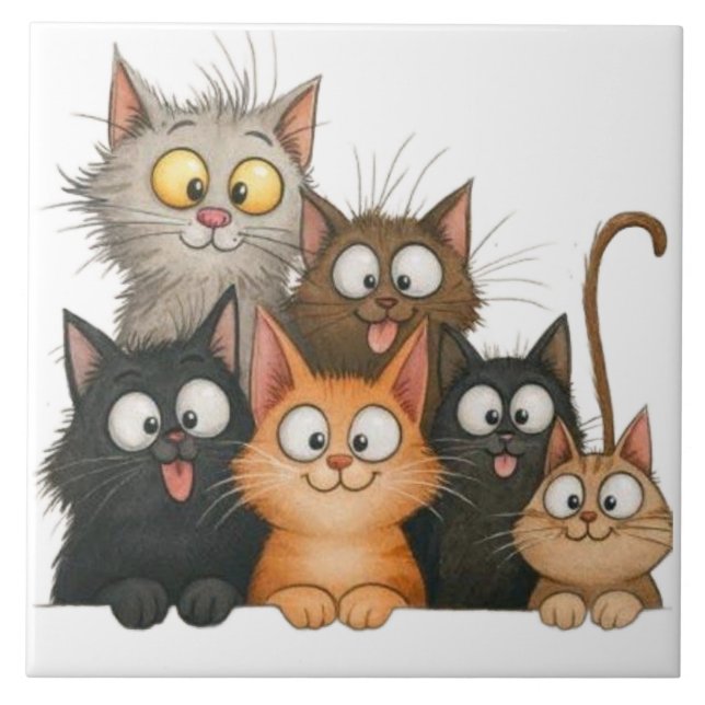 Carreau Chats fantaisistes mignons (Devant)