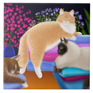 Carreau Chats Lounging sur la tuile propre de