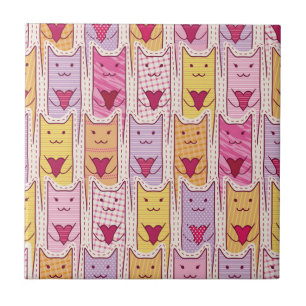 Carreau Chats mignons avec les coeurs affectueux