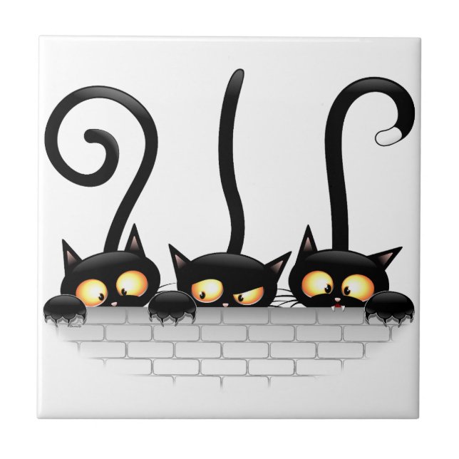 Carreau Chats Naughty, Playful et drôle de personnages (Devant)