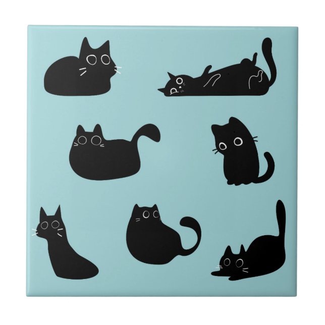Carreau Chats noirs drôles (Devant)