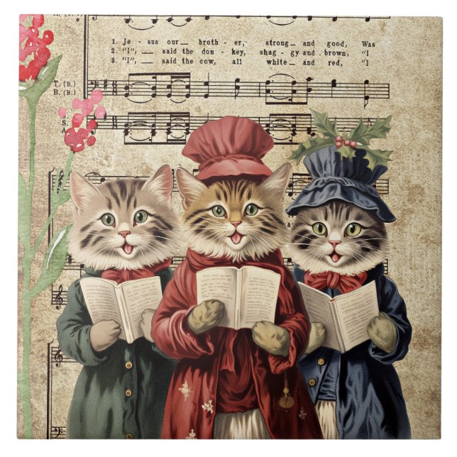 Carreau Chats qui chantent des chants de Noël (Devant)