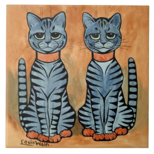 Carreau Chats rayés “Twins” par Louis Wain