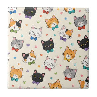 Carreau Chats souriants en nœuds papillon