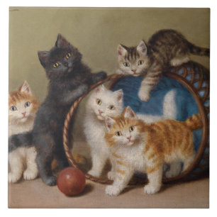 Carreau Chats vintages Chatons Sophie Sperlich La Balle Ro