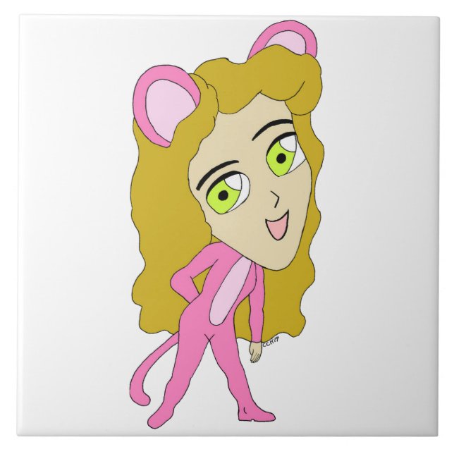 Carreau chatte rose (Devant)