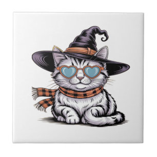 Carreau Chatte sorcière cool Chat de Halloween mignon ave