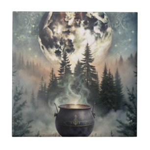Carreau Chaudière de la forêt lunaire mystique - Art magiq