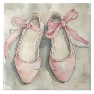 Carreau Chaussures plates de ballet à ruban rose pastel vi