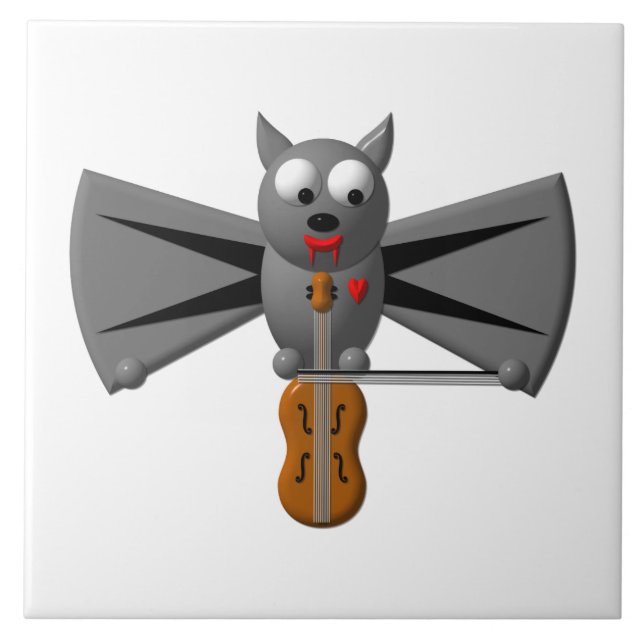 Carreau Chauve-souris vampire jouant du violon (Devant)
