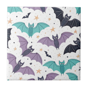 Carreau Chauves-souris et étoiles pastel mignonnes sur Hal