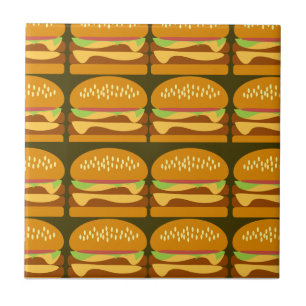 Carreau Cheeseburger Dessin Motif Design Yummy Fun