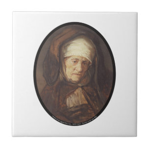 Carreau Chef d'une femme âgée, 1655_1660 - Rembrandt van