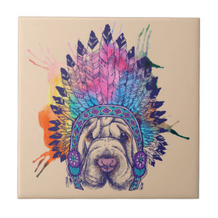 Carreau Chef indien indigène de Sharpei