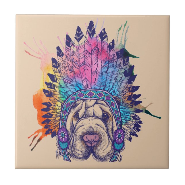 Carreau Chef indien indigène de Sharpei (Devant)