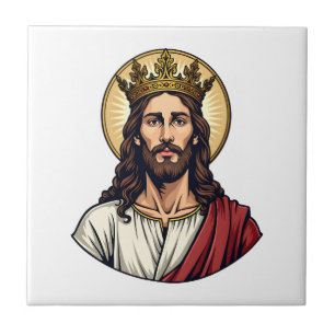 Carreau Chemise à gravure vintage halo couronne Jésus 2