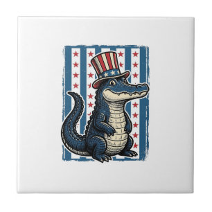 Carreau Chemise à motif de gravure vintage d'alligator pat