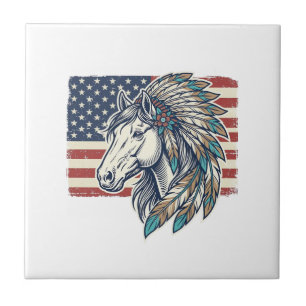 Carreau Chemise à motif vectoriel vintage de cheval patrio
