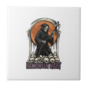 Carreau Chemise blanche gravure vintage Halloween Faucheur