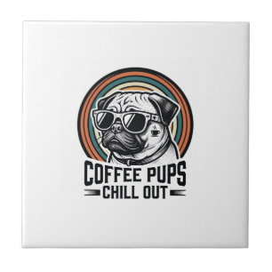 Carreau Chemise Chien Café Rétro Détente Graphique Pug_1