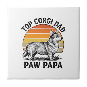Carreau Chemise Corgi Papa Vintage Sunset Chien Papa Cadea
