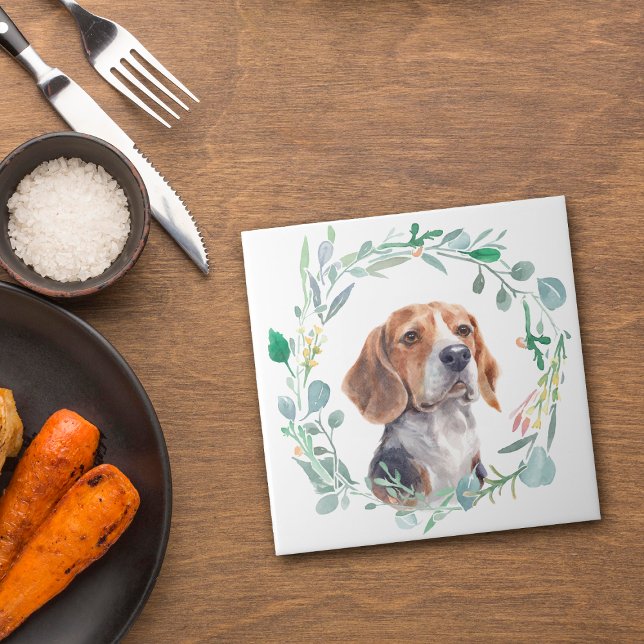 Carreau Chemise d'aquarelle de chien beagle (Créateur téléchargé)