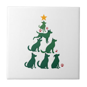 Carreau Chemise d'arbre de Noël de chien - Noël de chien (