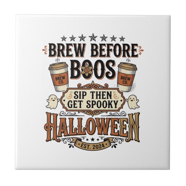 Carreau Chemise de café Halloween Brasser avant les fantôm (Devant)