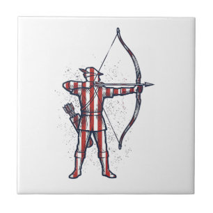 Carreau Chemise de chasse à l'arc du drapeau américain Arc