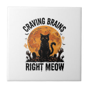 Carreau Chemise de chat zombie Halloween gravure vintage A