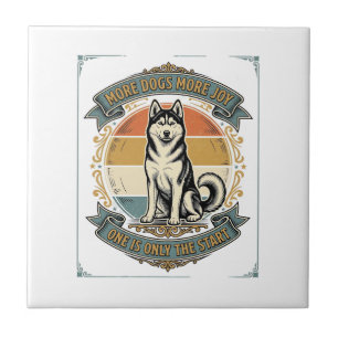 Carreau Chemise de chien Husky Gravure vintage Un chien de