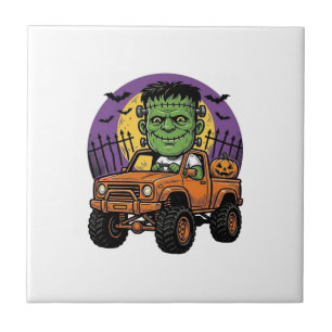 Carreau Chemise de citrouille de camion monstre Halloween 