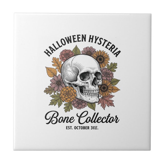Carreau Chemise de collectionneur de crâne d'Halloween vin (Devant)