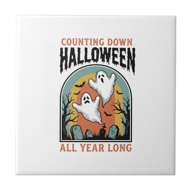 Carreau Chemise de compte à rebours d'Halloween Graphique  (Devant)
