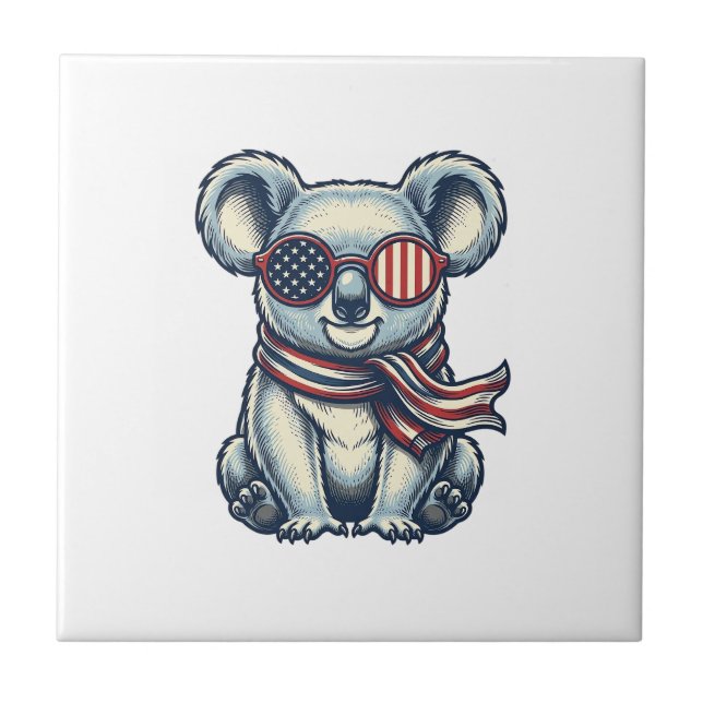 Carreau Chemise de conception de koala patriotique gravure (Devant)